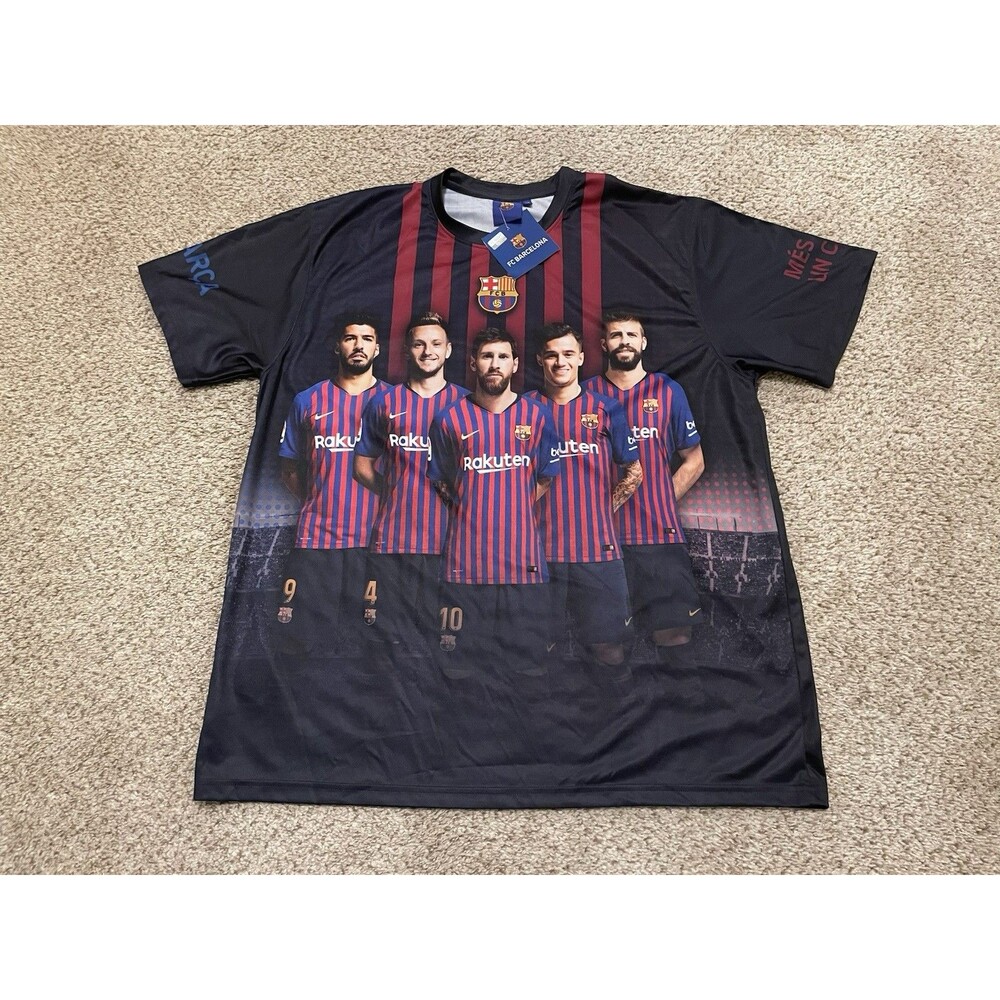 Lionel Messi T-Shirt Jersey FC Barcelona Men's Size XXLarge All-Over Front Print